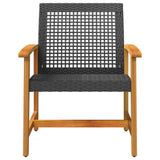 Garden Chairs 2 pcs Black Poly Rattan and Acacia Wood 367595
