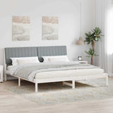 Bed Frame with Headboard White 200 x 200 cm Solid Pine Wood 3394402