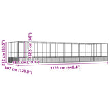 Aviary with Extension Silver 1139x307x212 cm Steel 3214280