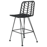 Bar Stool Set of 2 Black PE Rattan and Steel Regular Footrest 319431
