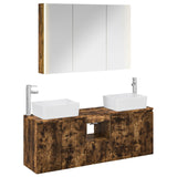 Bathroom Cabinet Set 4 pcs Smoked Oak Engineered Wood 3406427