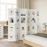 Room Divider 6 Panels White Solid Wood Paulownia 358698