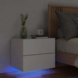 Wall-mounted Bedside Cabinet with LED Lights White 836812