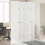 Room Divider 4 Panels White Solid Wood Paulownia 358788
