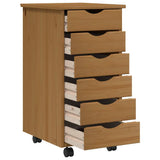 Rolling Cabinet with Drawers MOSS Honey Brown Solid Wood Pine 355888