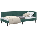 Corner Bed Frame with Headboard Dark green 100 x 200 cm Velvet 42016360