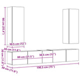 5 Piece TV Cabinet Set Wall-mounted Artisan Oak Engineered Wood 3329194