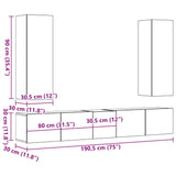 ZNTS Wall Mounted TV cabinets 5 pcs Old Wood Engineered Wood 3328959