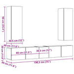 ZNTS 5 Piece TV Cabinet Set Wall-mounted Old Wood Engineered Wood 3329193