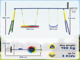 4-in-1 Kids Swing Set with Saucer Swing, Basketball Hoop and Football Goal, Outdoor Playground T3398P553239