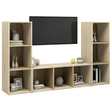 TV Cabinets 3 pcs Sonoma Oak 107x35x37 cm Engineered Wood 3079964