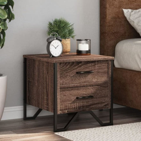 ZNTS Bedside Cabinets 2 pcs Brown Oak 40x41x40 cm Engineered Wood 848513