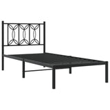Metal Bed Frame without Mattress with Headboard Black 80x200cm 376119