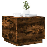 Coffee Table with LED Lights Smoked Oak 50x50x40 cm 839872