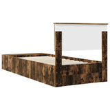 Bed Frame with Shelf Smoked Oak 75 x 190 cm Engineered Wood 3408421
