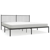 Metal Bed Frame without Mattress with Headboard Black 193x203cm 350870
