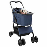 Folding Pet Stroller Adjustable Blue 81 x 47 x 99 cm Polyester 42012434