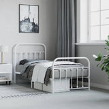 Metal Bed Frame without Mattress with Footboard White 90x190cm 352637