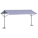 Free Standing Awning Blue and White 500x300 cm Fabric and Steel 368933