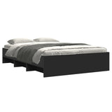 Bed Frame Black Engineered wood Double Bed Frame Rectangular 3295654