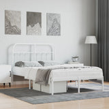 Bed Frame White Powder-Coated Steel Double Bed Frame 352625