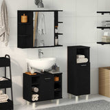 Bathroom Furniture Set with Shelf 3 pcs Black 30 x 30 x 99.5 cm 3333048