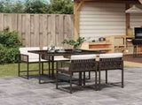 5 Piece Garden Dining Set with Cushions Brown Poly Rattan 3211437