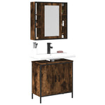 ZNTS 2 Piece Bathroom Furniture Set Smoked Oak Engineered Wood 3214722