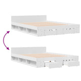 Bed Frame with Drawers without Mattress White 150x200 cm King Size 3280741
