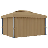 Gazebo with Curtain 4x3 m Taupe Aluminium 3067050
