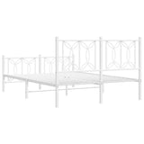 Metal Bed Frame without Mattress with Footboard White 135x190cm 376194
