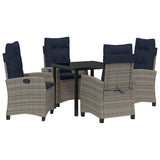 Garden Dining Set with Cushion 5 pcs Grey Poly Rattan 3380464