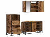 Bathroom Furniture Set with Door 3 pcs Old Wood Engineered Wood 3402524