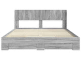 Bed Frame with Storage and Headboard Grey Sonoma 3414488