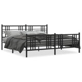 Metal Bed Frame without Mattress with Footboard Black 200x200cm 376349
