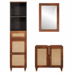 Bathroom Furniture with Door 3 pcs 38 x 33 x 160 cm Solid Mango Wood 3310172