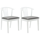 Dining Chair 2 pcs White and Grey Solid Rubberwood 42020397