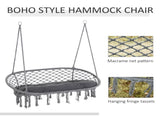 Two-Seater Boho Macrame Hammock Swing - Grey T3398P325159