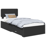 Bed Frame with Headboard Black 75 x 190 cm Engineered Wood 3412437