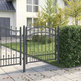 Fence Gate with Spear Top with Lock Grey 103 x 100 cm Steel 42009038