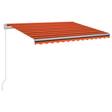 Manual Retractable Awning with LED 300x250 cm Orange and Brown 3068865