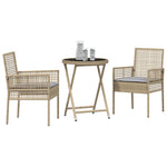 Garden Bistro Set 3 pcs Beige Poly rattan 3334965