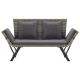 Garden Bench with Cushions Grey 176 cm Poly Rattan 317183