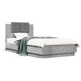 ZNTS Bed Frame with LED without Mattress Concrete Grey 90x200 cm 3210034