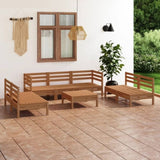 ZNTS 8 Piece Garden Lounge Set Honey Brown Solid Pinewood 3082570