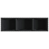 Garden Planter with Wheels and 3 Pots Black 107x32x38 cm Poly Rattan 366419