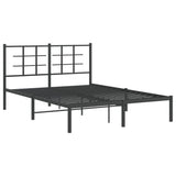 Metal Bed Frame without Mattress with Headboard Black 140x200cm 355562