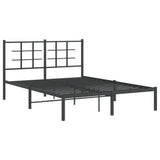 Metal Bed Frame without Mattress with Headboard Black 135x190cm 355560
