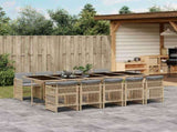11 Piece Garden Dining Set with Cushions Grey Poly Rattan 3210932