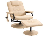 Swivel Recliner Chair and Footstool, Faux Leather Massage Recliner Armchair with Remote Control and T3398P328086
